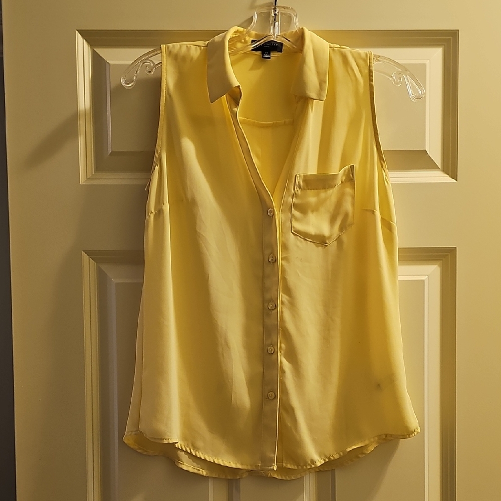 The Limited Yellow Sleeveless Button-Down Blouse
